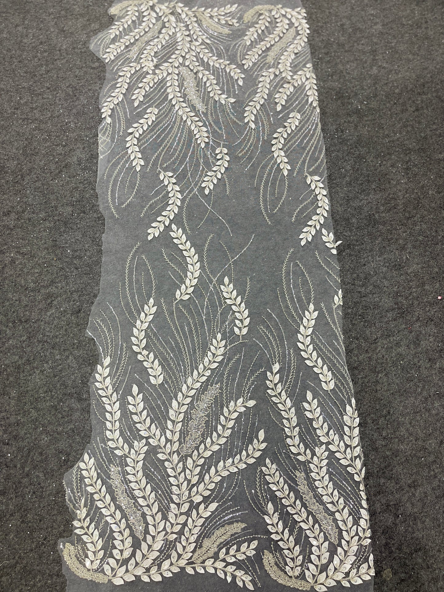 Fancy leaf beaded laser bridal gown