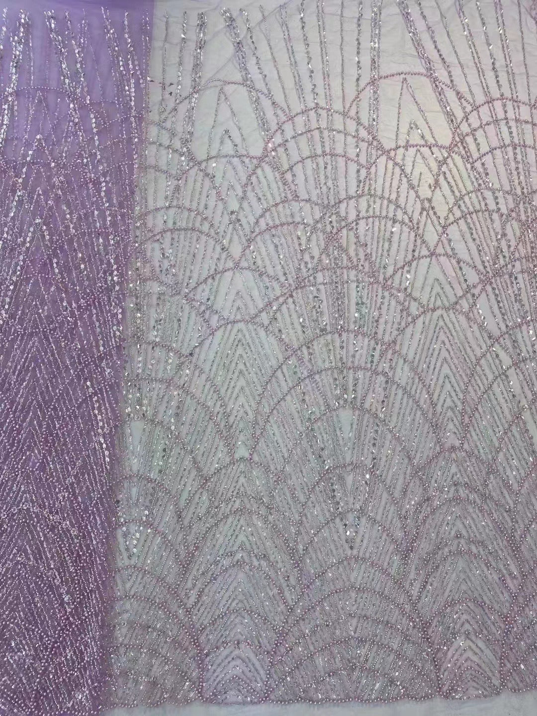 Popular line design tulle mesh beaded sequin wedding bridal lace