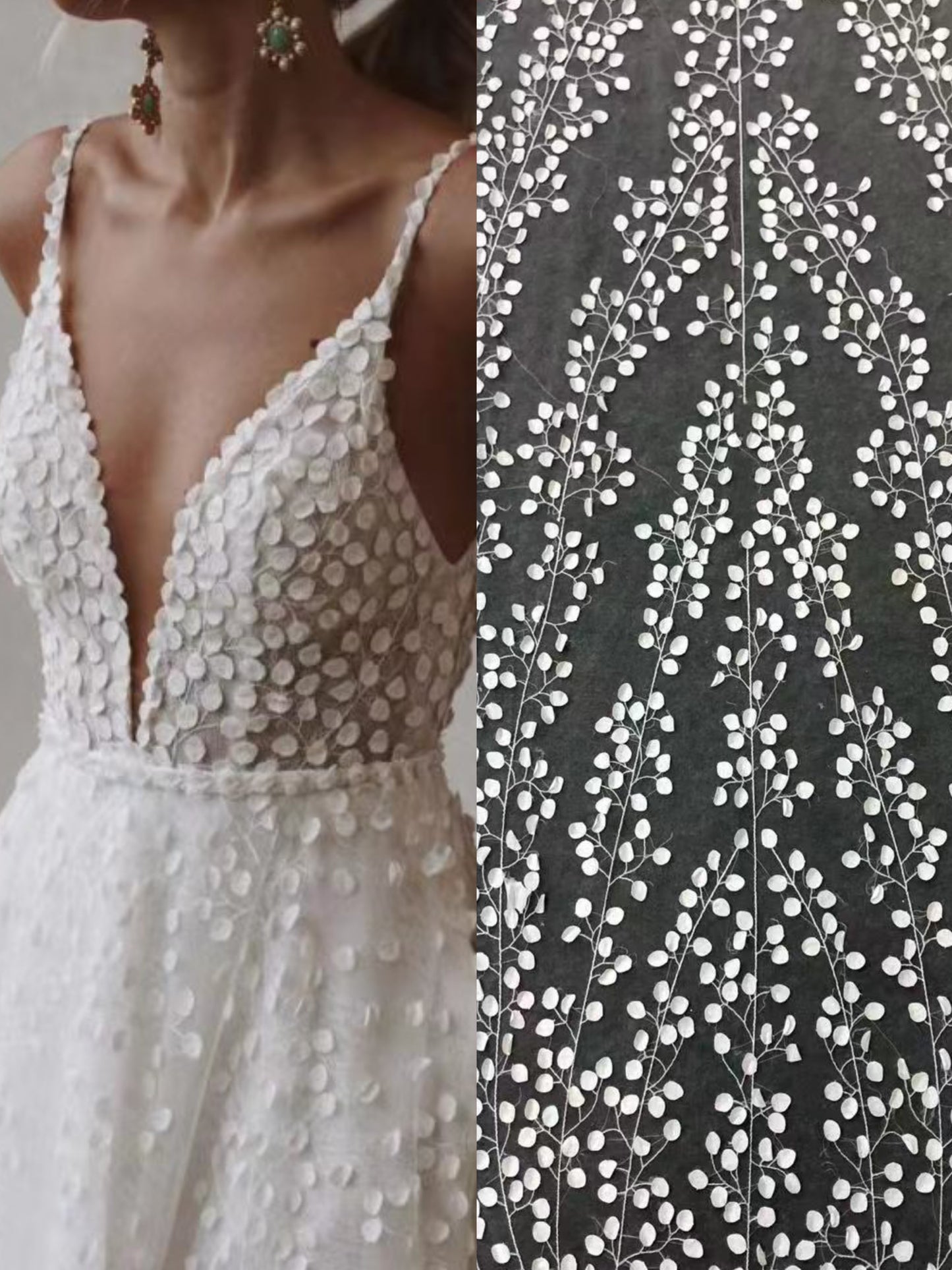Embroidered leaf lace