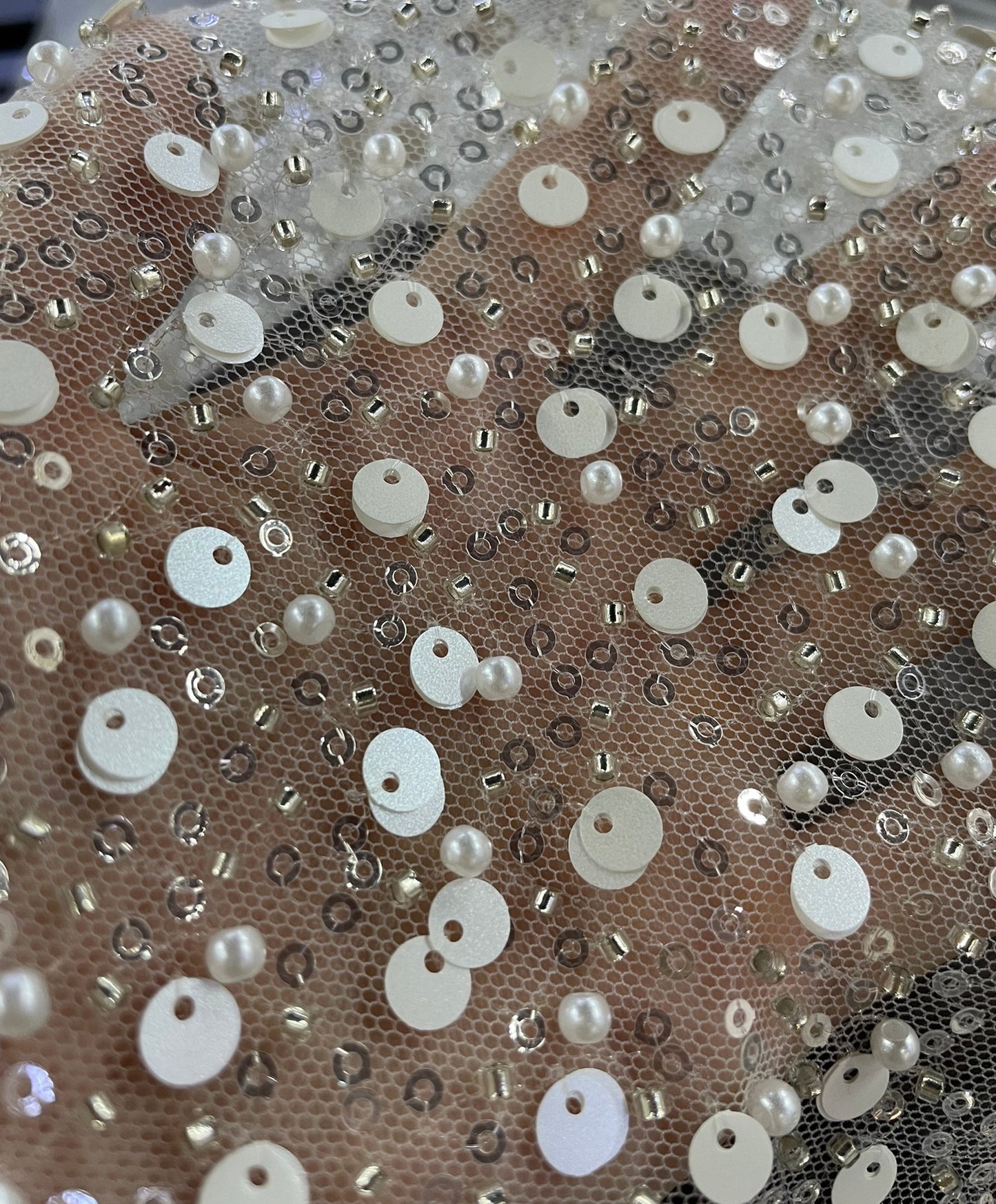 Heavy bead lace for evening wear