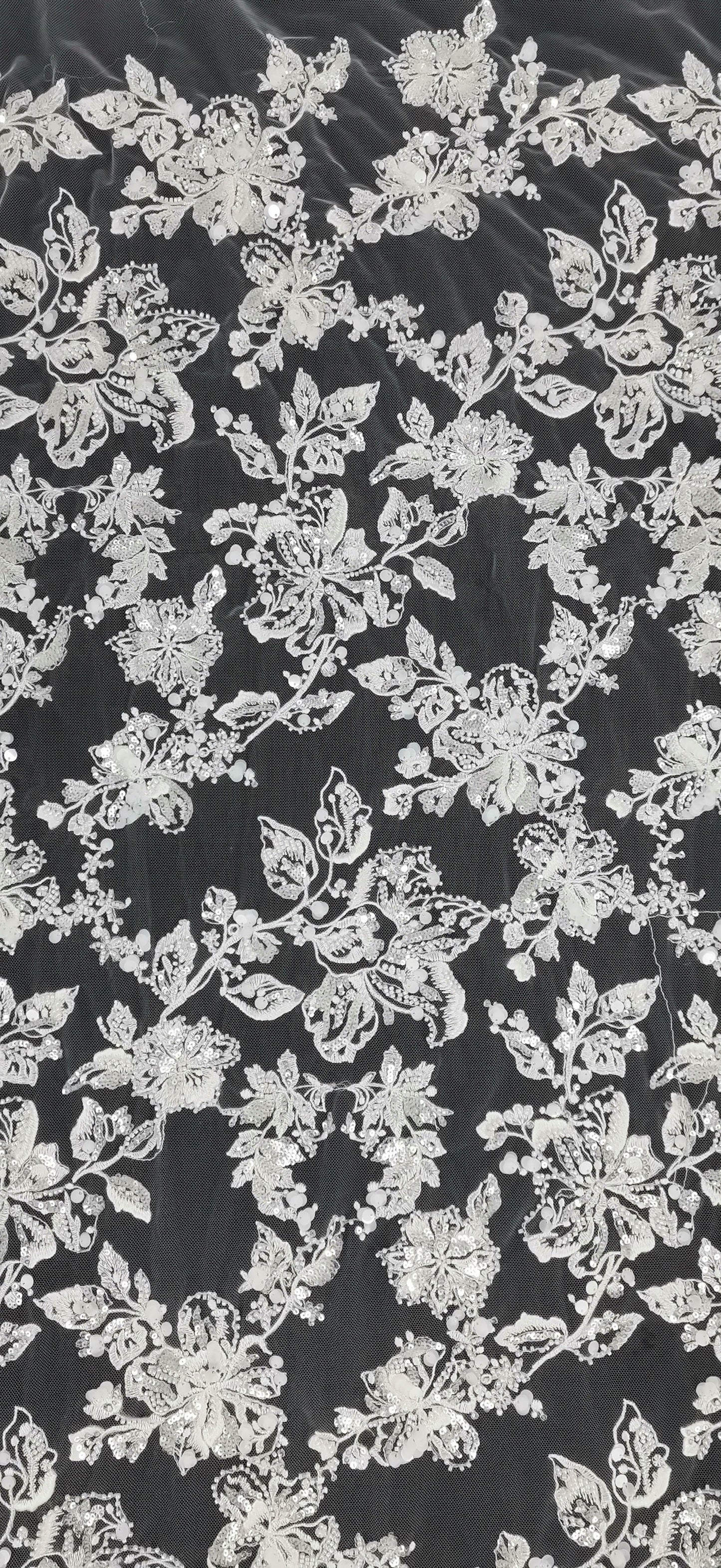 Embroidery lace with beads